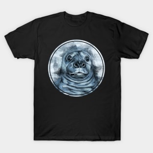 Cute seal in ocean, watercolor sealife art T-Shirt